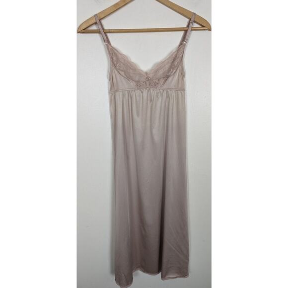 Vanity Fair Large 36 Beige Nude Slip Dress Lace L - Picture 1 of 2